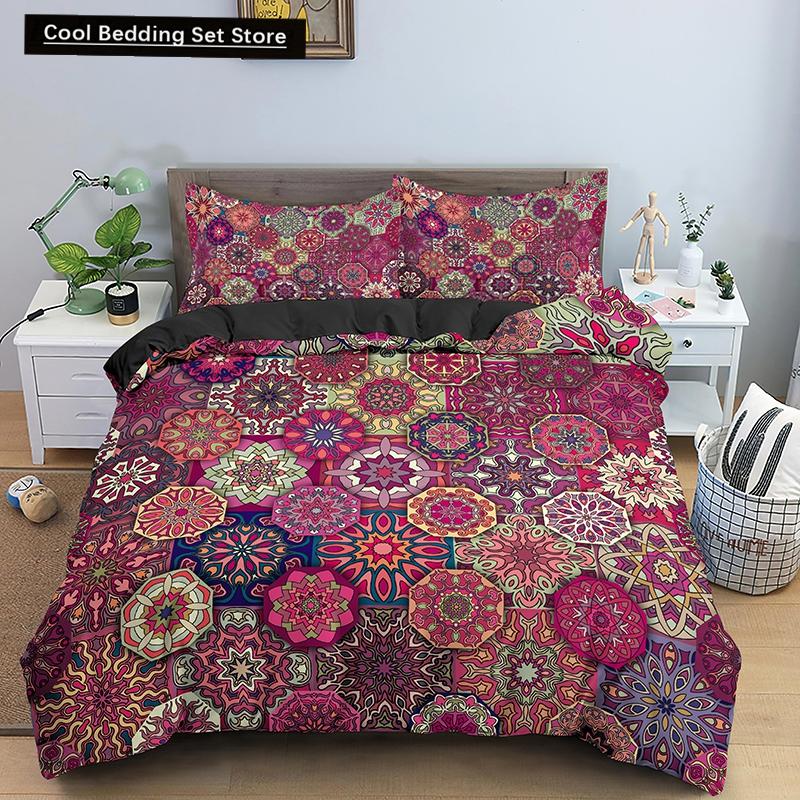 Комплект постельного белья Psychedelic Boho Luxury 2/3 шт. с наволочкой King Mandala пододеяльник Queen одеяло покрывало полиэстер пододеяльник