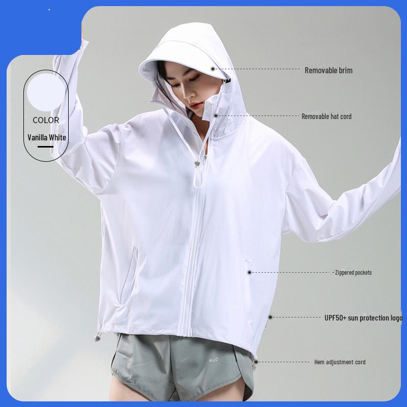 LULU OIOI Унисекс-куртка из ледяного шелка с широкими полями, с защитой от УФ-излучения, тонкая и дышащая для летнего отдыха на открытом воздухе.