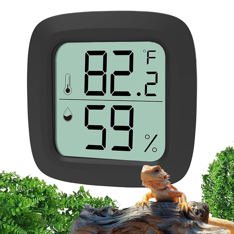 Reptile Thermometer and Hygrometer – Fast Accurate LCD Digital Temp & Humidity Meter for Bearded Dragon Tank Accessories, Lizard, Snake, Turtle,