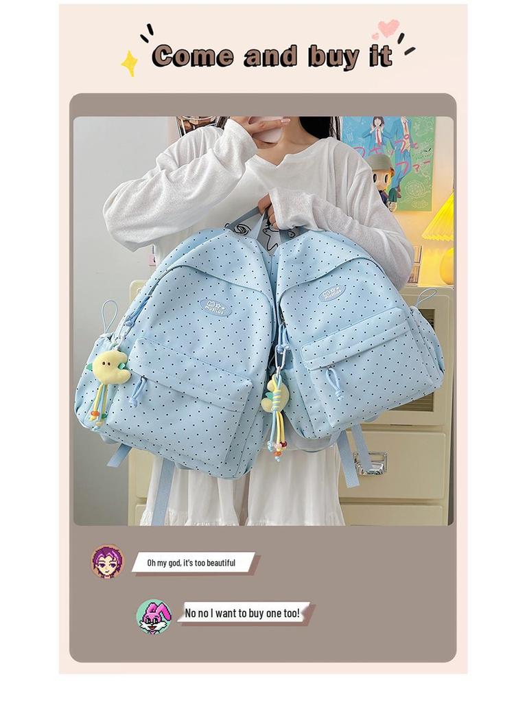 Милый японский рюкзак в горошек для учеников начальной и средней школы - Прочный школьный рюкзак с двойными лямками