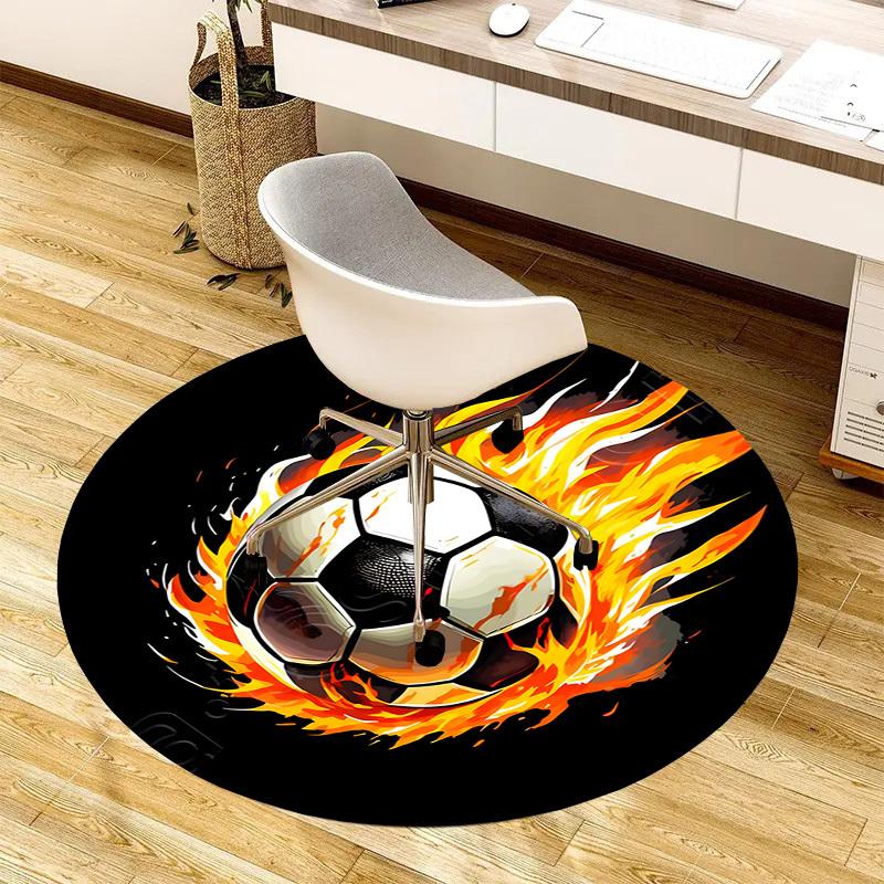 1pc Office Carpet Chair Mats Flaming Soccer Ball Design Perfect for Decorating Office Chairs, Living Rooms, Or Bedrooms.YDT250