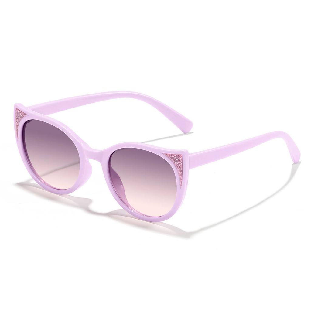 2026 New Children's Cute Cat-Ear Fine-Glitter Ins-Style Color Sunscreen Sunglasses For Outdoor Use