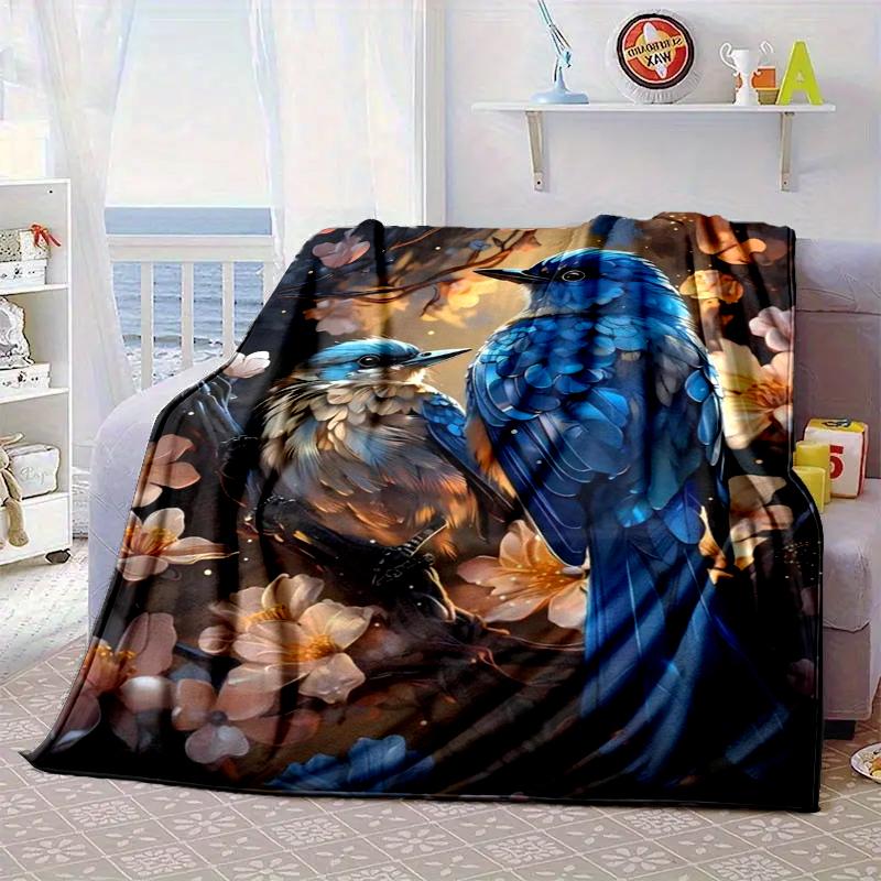 Blue Birds In Blossoms Blanket Flannel Blanket Throw Blanket Sofa Cover Blanket Soft Premium Blanket Picnic Blanket Tv Blanket Gifts