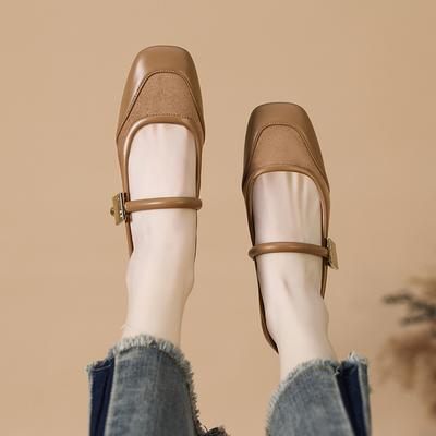 Кожаные туфли на плоской подошве для женщин Хуэйчжоу, виноградная мать, одинарные туфли того же цвета, французские весенние новые туфли Мэри Джейн