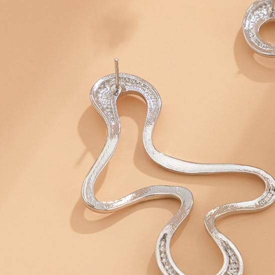 1 Pair Women Earrings Liquid Magma Metal Heart Drop Earrings Geometric Irregular Pleated Earrings Fashion Accessories