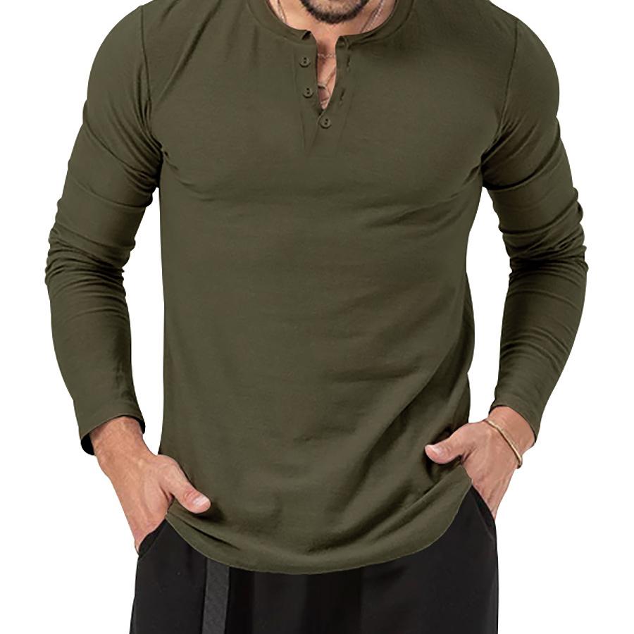 Мужская однотонная осенняя футболка с v-образным вырезом, мужские белые, черные базовые футболки с длинными рукавами