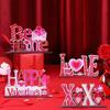 4Pcs Love Tabletop Centerpiece Signs Valentines Day Gifts Deacorations Wooden Table Sign Valentines Day Decor Romantic Valentines Decor for Home Table
