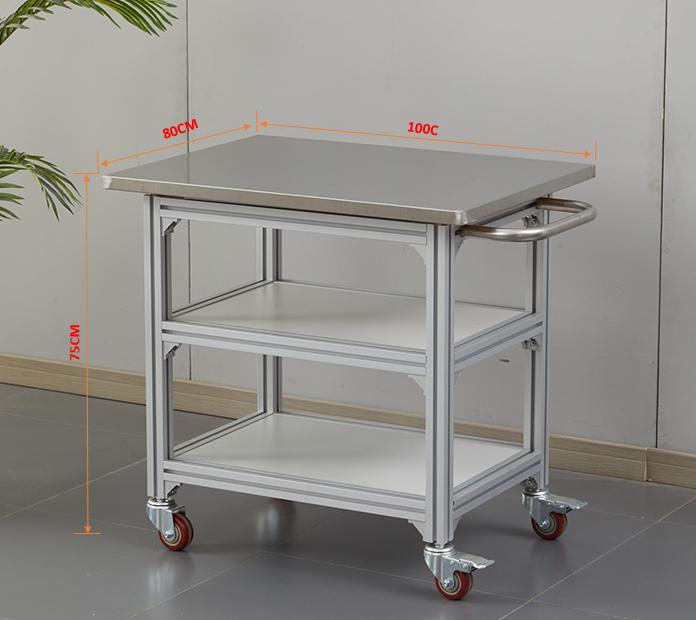 Mobile Workbench with Aluminum Frame and Anti-Static Stainless Steel Top