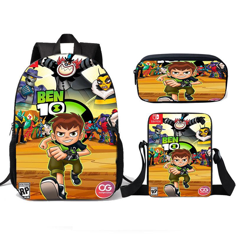 Рюкзак для подростка-хакера BEN10, рюкзак для начальной школы, набор из трех предметов, детский рюкзак, сумка через плечо, пенал