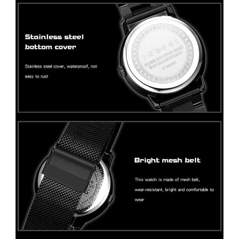 SANDA Новые мужские кварцевые часы со стальным ремнем, модные тенденции, простые креативные полые кварцевые мужские часы