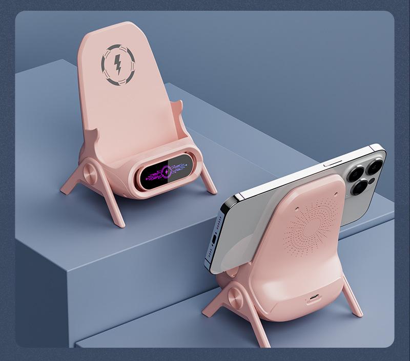 2026 Creative Small Chair Phone Holder and Wireless Charger with Amplifier Function