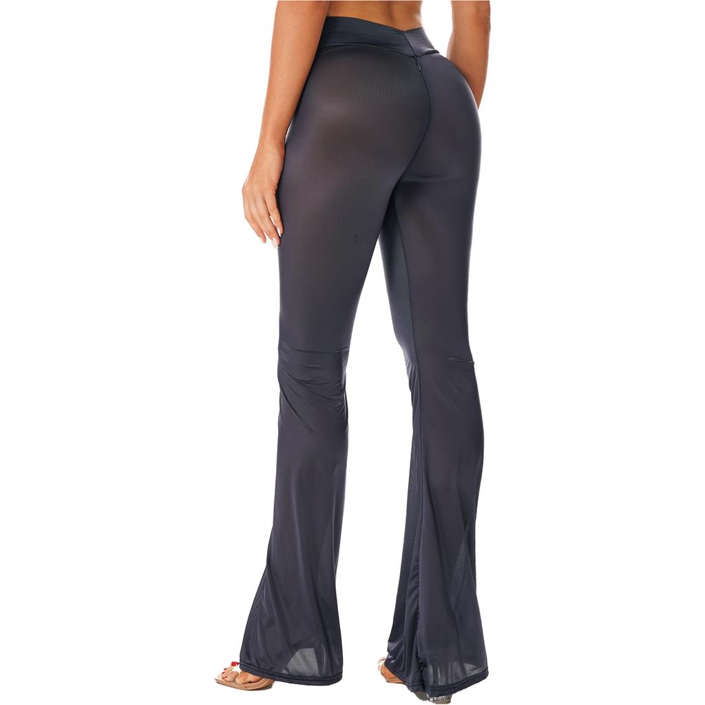 Женские полупрозрачные расклешенные брюки с высокой талией, широкие брюки-клеш, леггинсы для тренировок, занятий йогой, танцев, выступлений