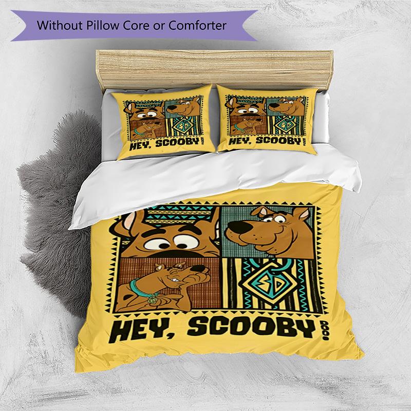 3pcs Duvet Cover Set (1*Duvet Cover + 2*Pillowcase, Without Core), Scooby Print Bedding Set, Bedroom Decor, All‑Season, Birthday Gift
