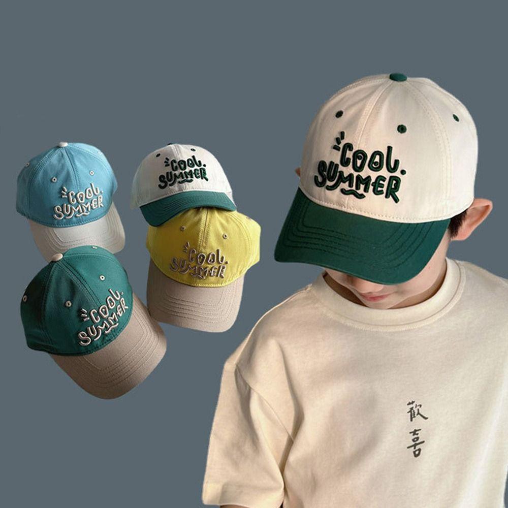 2-7 Years Adjustable Sun Hat Letter Embroidery Peaked Hat Summer Beach Cap Boys Girls