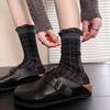 Retro Plaid Lace Stacking Socks Children Spring And Summer Thin Thin High-End Versatile Contrasting Color Boneless Medium Tube Socks