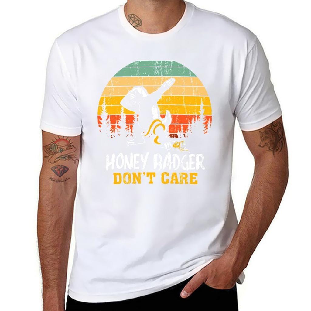 Honey Badger Dont Care Vintage Sunset Dabbing Wild Animal Eat Snake Tshirt Plus Size Quick Dry Sports Tee