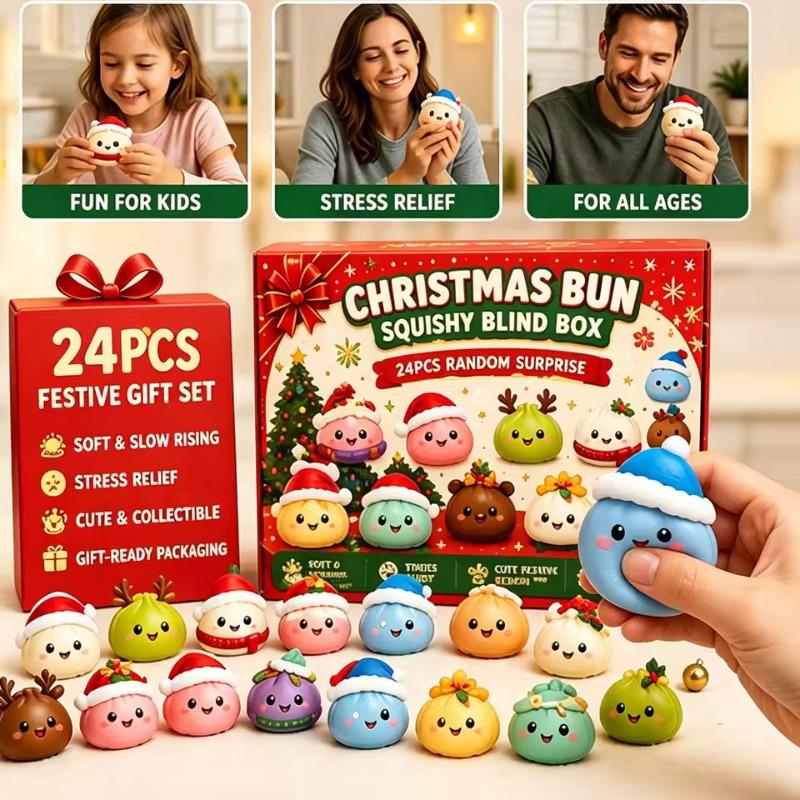 Горячий Рождественский Адвент-календарь Squishies 24 дня Отсчет Adviento Navidad Пельмень Сквиши Медленно Поднимающийся Сжимаемый Домашний Декор Подарки