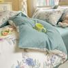 Комплект из четырех предметов из чистого хлопка с небольшим свежим цветочным рисунком, простыня для общежития, комплект из трех предметов постельного белья