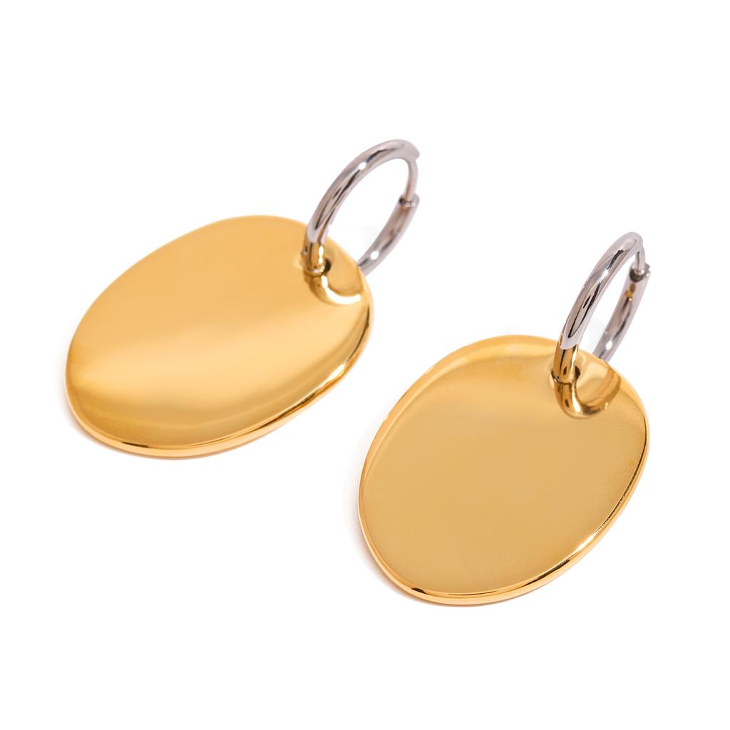 Youthway Charm Fashion Stainless Steel Gold& Color Oval Pendant Earrings For Women Waterproof Anti Allergic Jewelry
