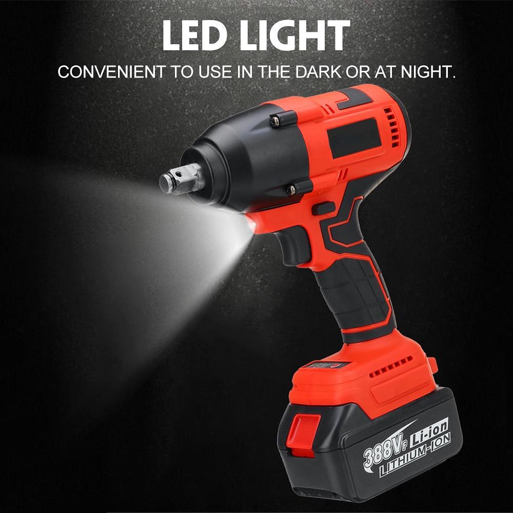 388VF 1200 Нм Электрический ударный гайковерт Бесщеточный ключ Перезаряжаемый литий-ионный аккумулятор 1/2 дюйма для автомобильных шин Беспроводные электроинструменты