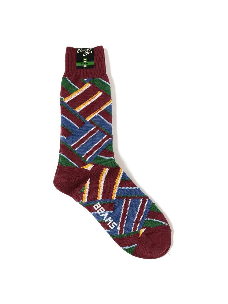 Beams Plus Regimental Crazy 38430006479 Men's Socks, WINE_CRAZY FREE,