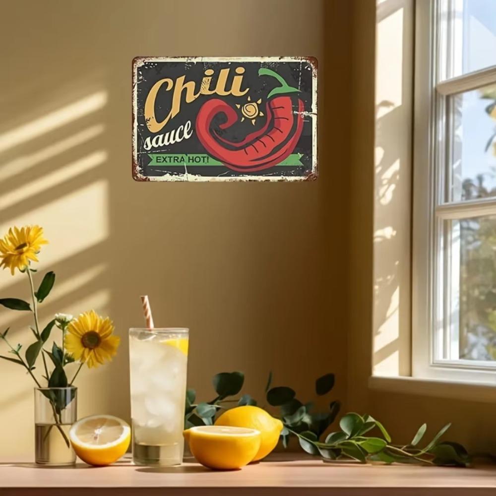 Vintage Advertisement With Chili Pepper Vintage Metal Tin Sign Wall Decor , Farmhouse Decor,20X30CM