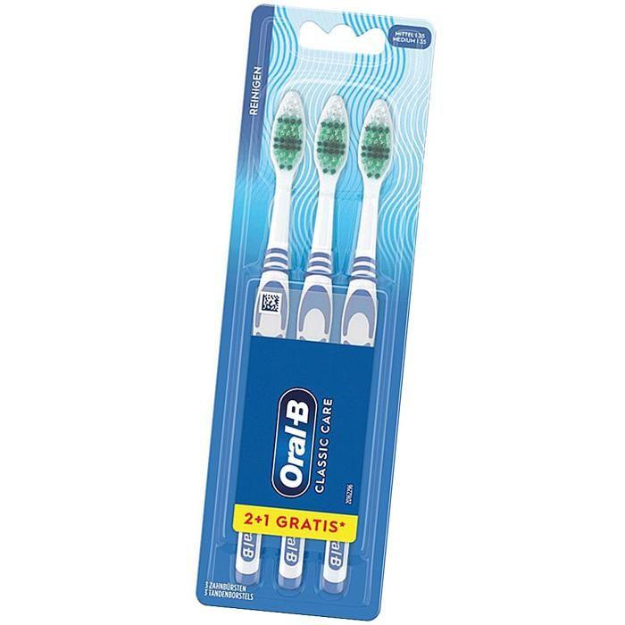 Зубные щетки - Oral-B - Classic Care - Упаковка из 3 штук - Щетина средней жесткости - Цвета в ассортименте