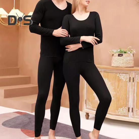 Комплект из 2 предметов, зимний женский термобелье, бесшовный, с круглым вырезом, с длинным рукавом, теплый, облегающий, высокоэластичный, для холодной погоды, пижамный комплект, домашняя одежда, одежда для сна