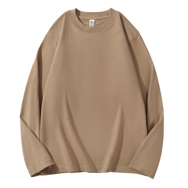 Zirunking Футболки унисекс, топы, футболки, однотонные топы, 100% хлопок, длинный рукав, уличная одежда, мягкие повседневные футболки, футболки с круглым вырезом SHUMIAN