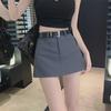 Spring 2024 Women's High-Waist Gray A-Line Skirt - Slim Fit, College Style