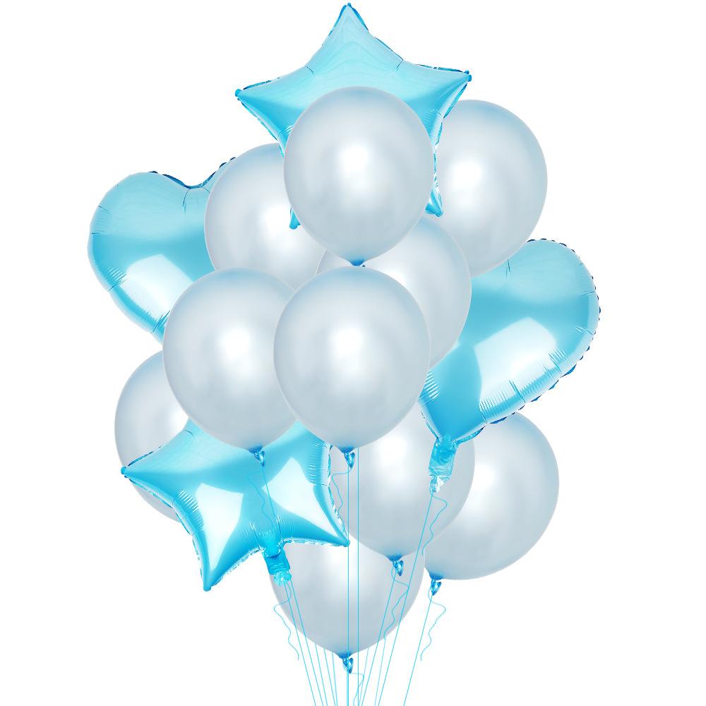 Champagne Gold Love Pentagram Aluminum Film Balloon Pearlescent Latex Balloon Combination Set
