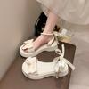 Princess Sandals Women's Summer 2025 New Bow Internet Celebrity Platform Outside Wearing Fairy Style with Skirt Roman Shoes