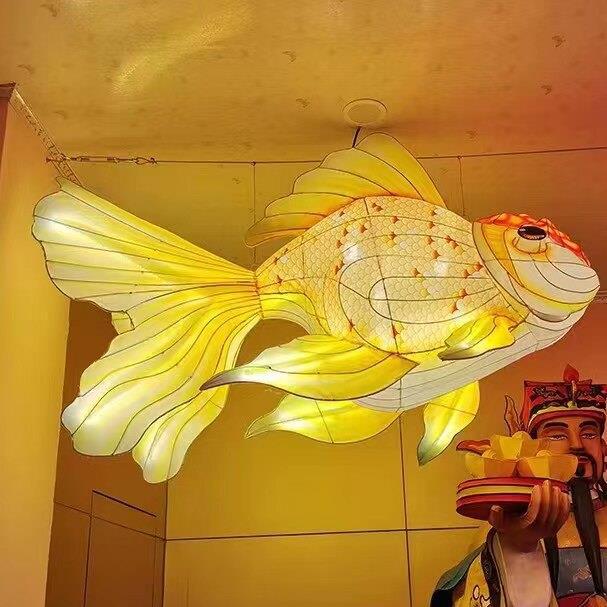 Luminous Fish-Shaped Waterproof Lanterns for Restaurants with Colored Flower Chandelier Lights