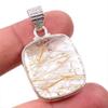 Natural Golden Rutile Gemstone 925 Solid Sterling Silver Gift Pendant 1.75" I1s75