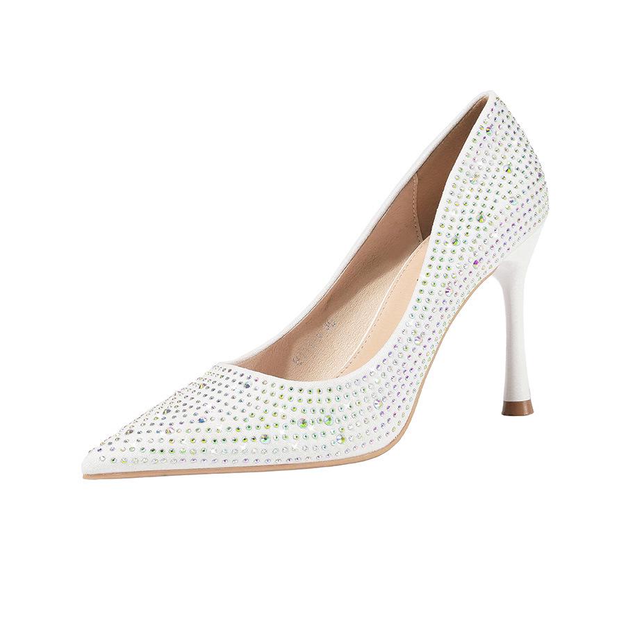 Модные женские босоножки с острым носком для ночного клуба, тонкие женские туфли-шпильки, туфли на высоком каблуке со стразами и пайетками