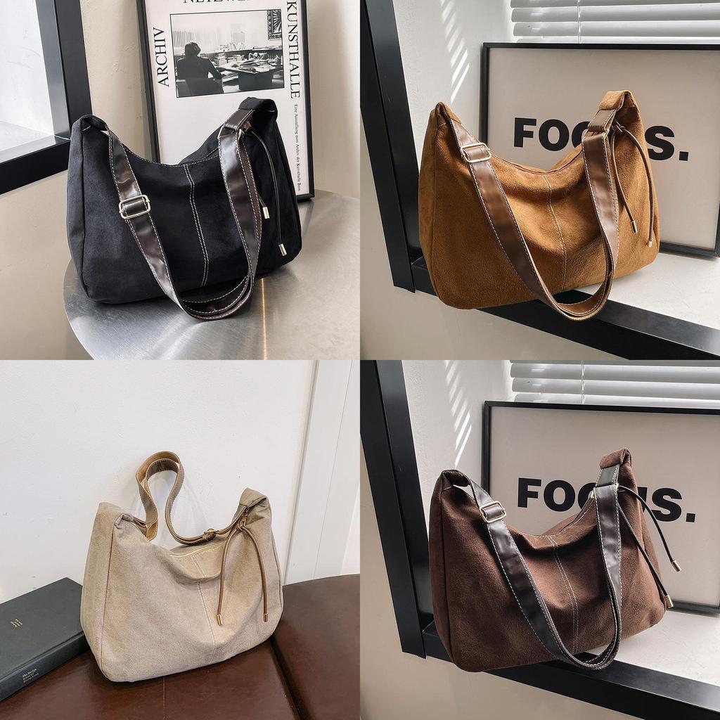 Style Suede Crossbody Bag With Top Stitching For Work And Outings