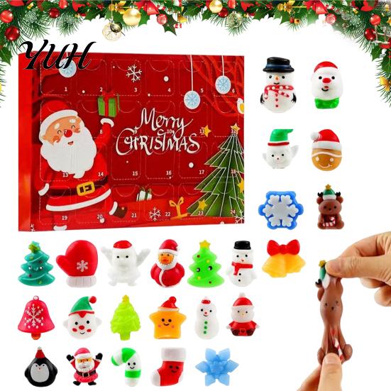 Festival Advent Calendar Merry Christmas Calendar, with 24 Stress Relief Squeeze Toys, Days Xmas Countdown Box, Holiday Party Gift Toys