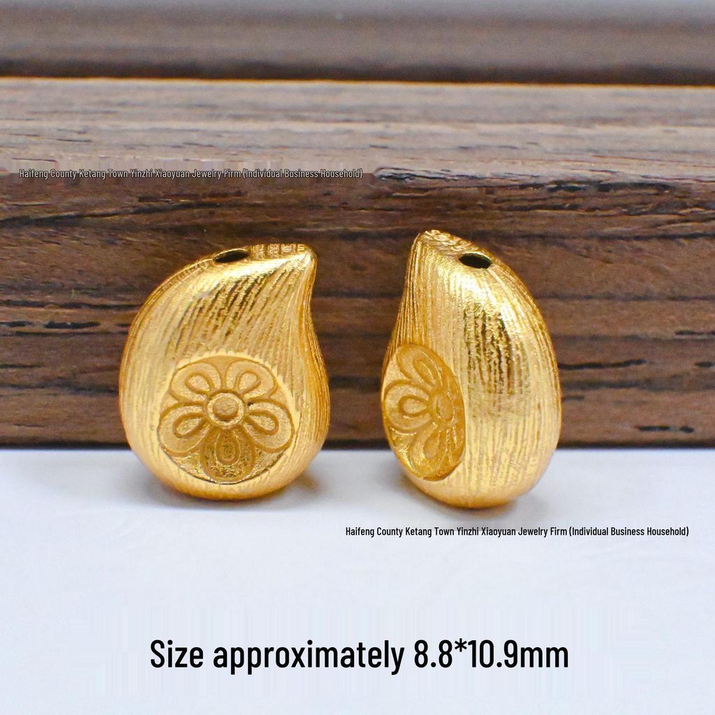 S925 Silver Ancient Gold Four-Leaf Clover Spacer Beads for DIY Jewelry: Bracelet & Necklace Craft Accessories.