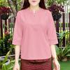 Женская повседневная однотонная блузка с v-образным вырезом и рукавами 3/4
