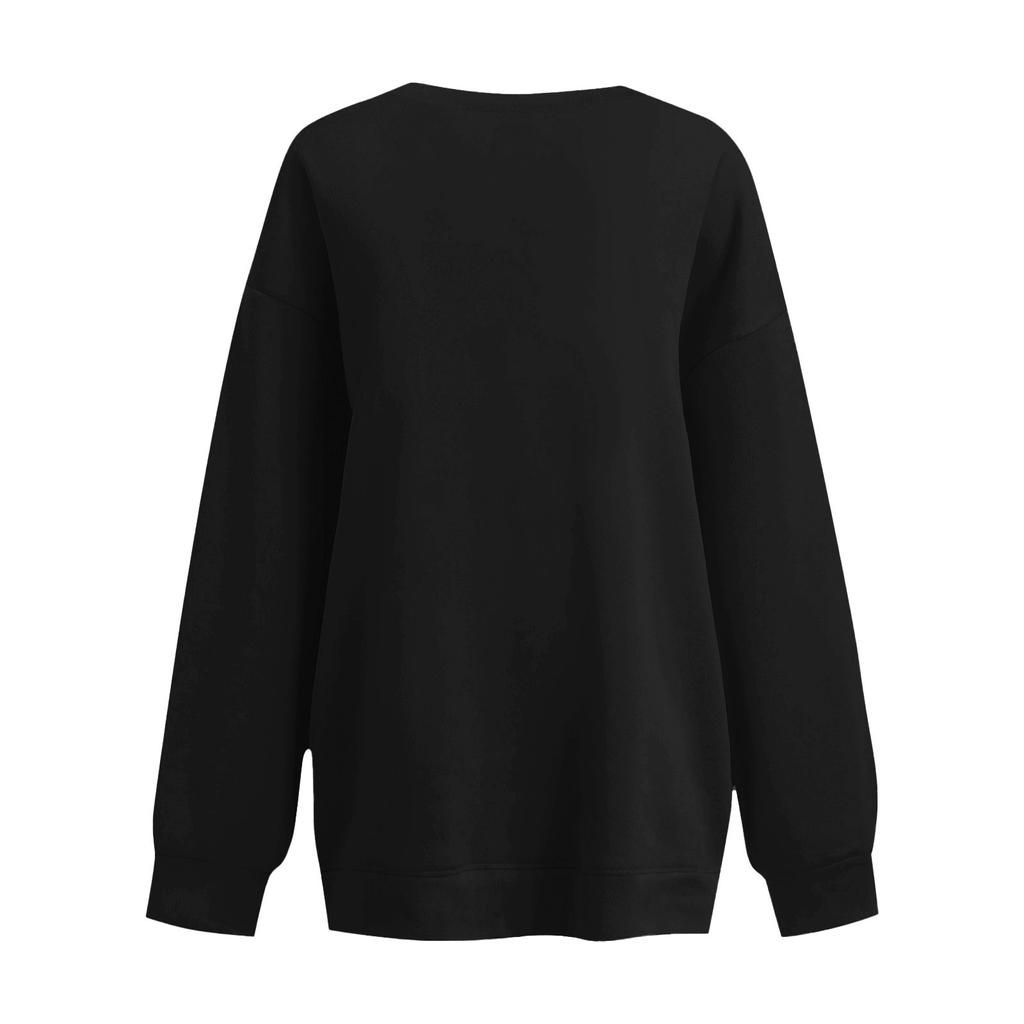 Women's Casual Round Neck Long Sleeved Pullover, Halloween Printed Top, Long Sleeved Hoodie