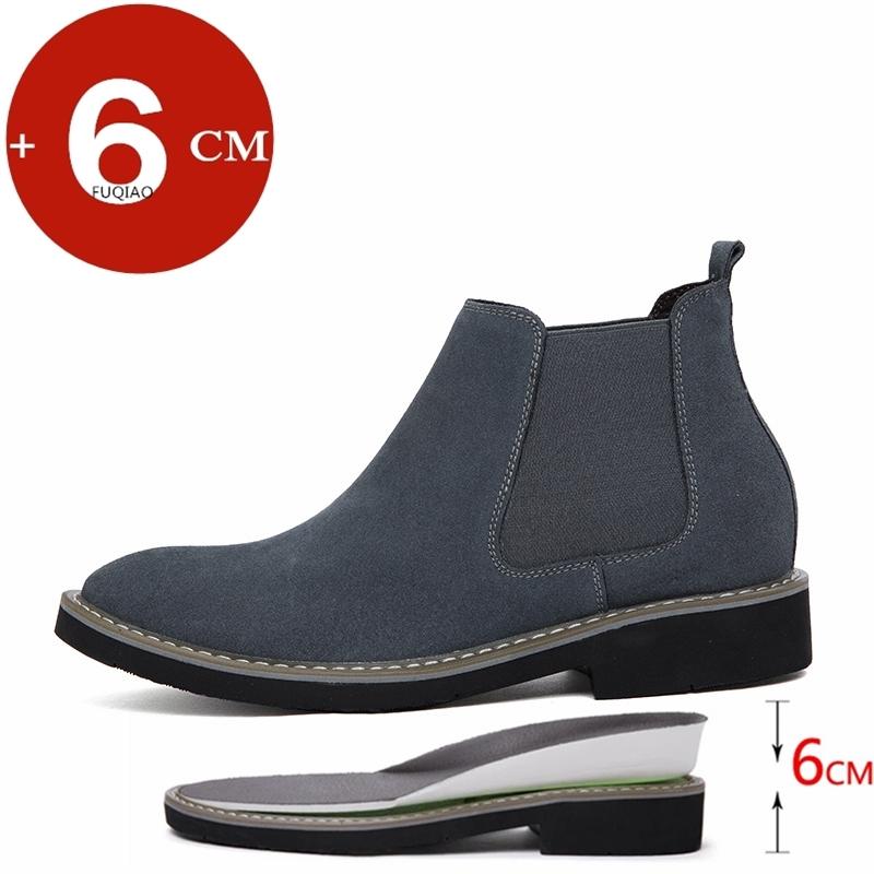 Большой размер 48 Мужские туфли на платформе Ботинки челси 6 см Невидимые туфли с внутренней платформой Мужские туфли для увеличения роста Замшевые кожаные мужские ботинки