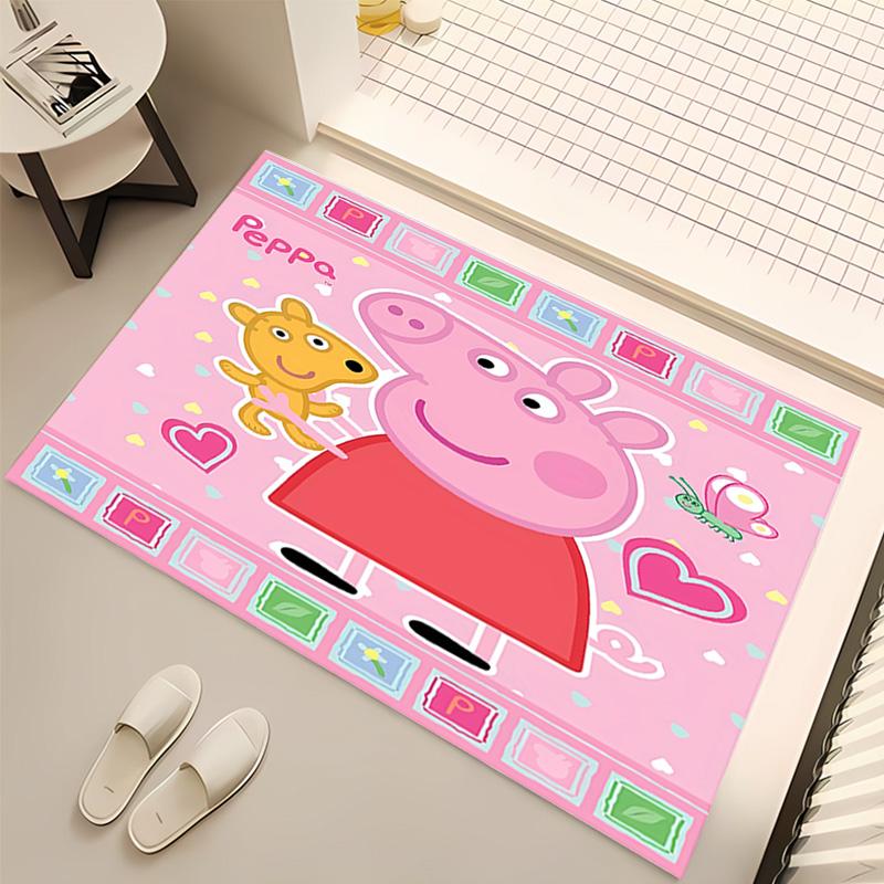 1pc Peppa Pig Print Area Rug - Soft, Washable Non-Slip Indoor Mat, Living Room, Home Office Decorative Rug,Office Decorative