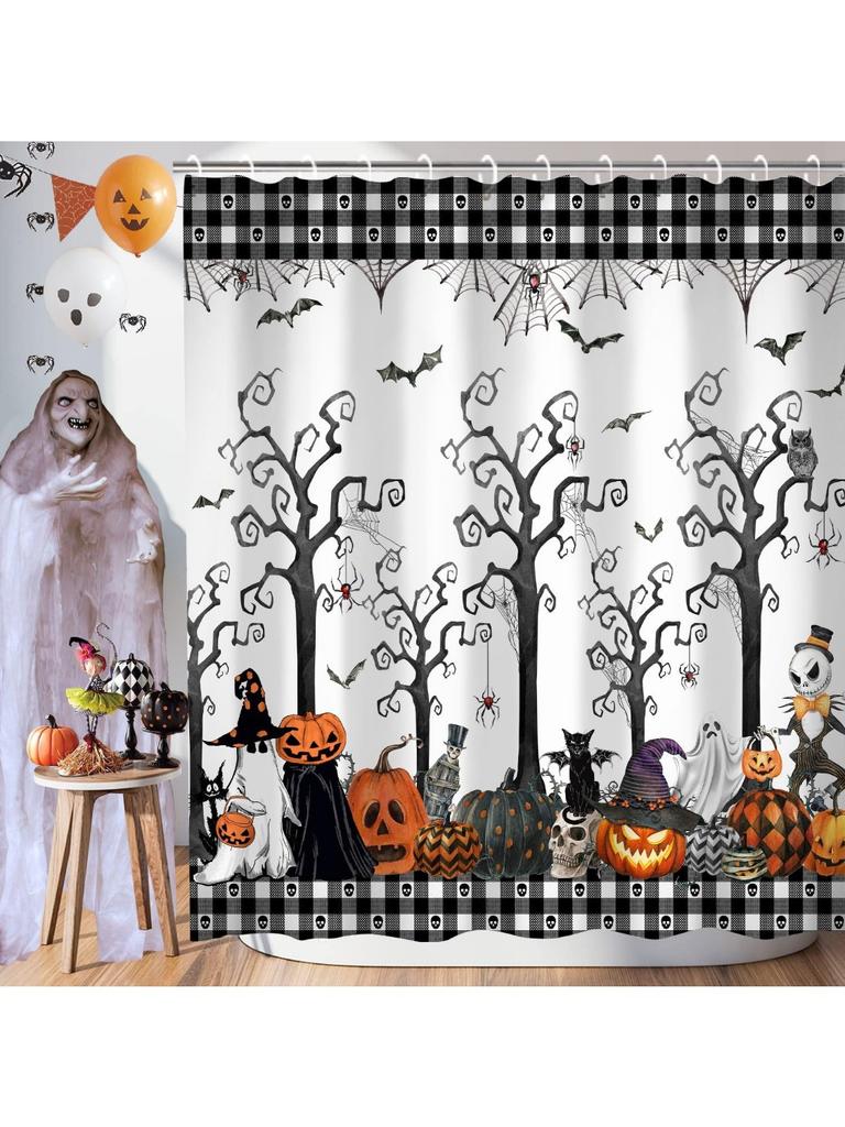 Vintage Halloween Shower Curtain Spooky Shower Curtain, Waterproof Halloween Bathroom Curtain Decor Shower Curtains for Bathro