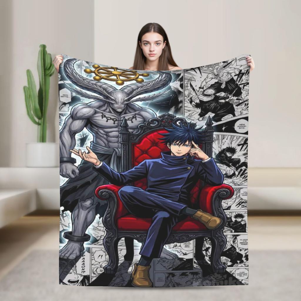 Теплое одеяло Пикник J-Jujutsu K-Kaisen Аниме Мультфильм Постельное белье Пледы Фланелевое покрывало для дивана кровати Покрытие для дивана кровати