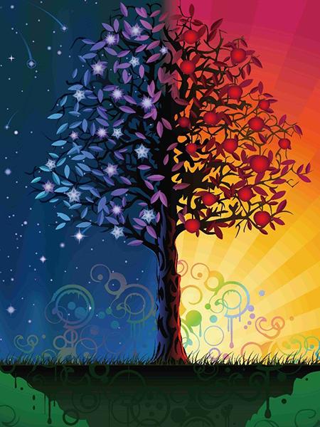 Tree Diamond Diamond Scenery Embroidery Painting Full Round Landscape Picture Of Rhinestone Mosaic Flowers Decor Home