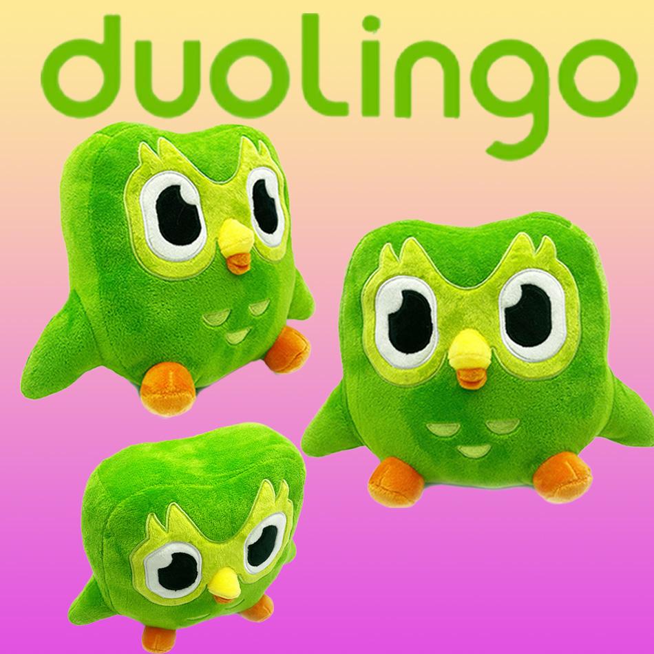 Плюшевый зеленый Дуо из Duolingo, мягкая игрушка-животное, куклы, мультяшный аниме-филин, игрушка для детей, подарок на день рождения