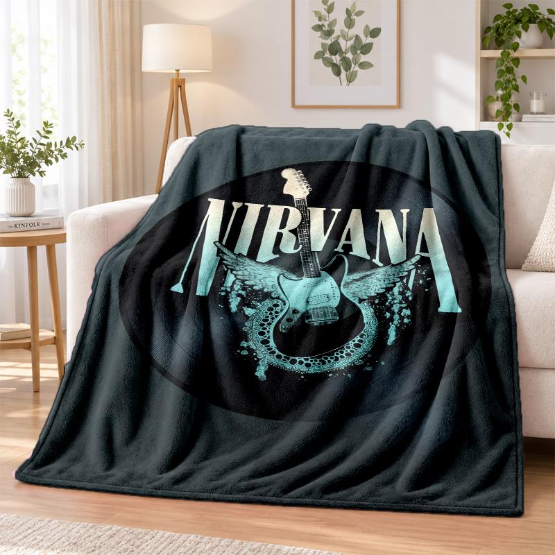 Теплый и уютный фланелевый плед с принтом Nirvana, покрывало для кровати, для домашнего декора