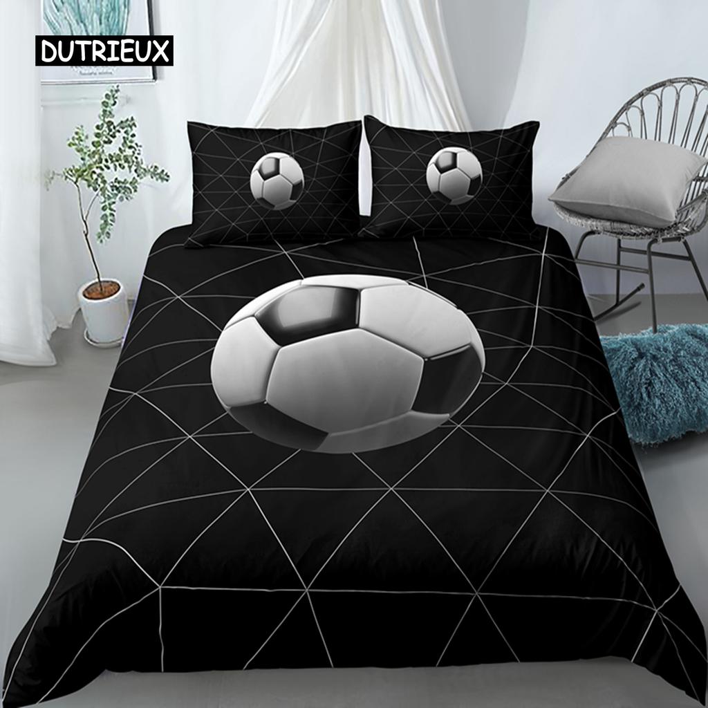 Футбольный комплект постельного белья с принтом наволочка пододеяльник футбольный пододеяльник домашний текстиль двуспальная кровать размера «king-size» для детей подростков мужчин