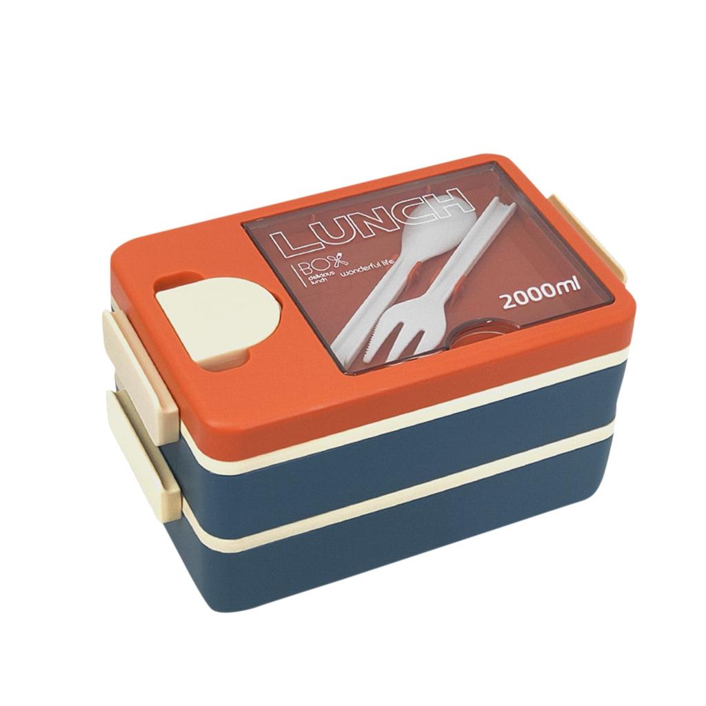 Double-layer Student Lunch Box With Seasoning Box  Worker Microwave Heating Lunch Box Student Special Compartment Lunch Box