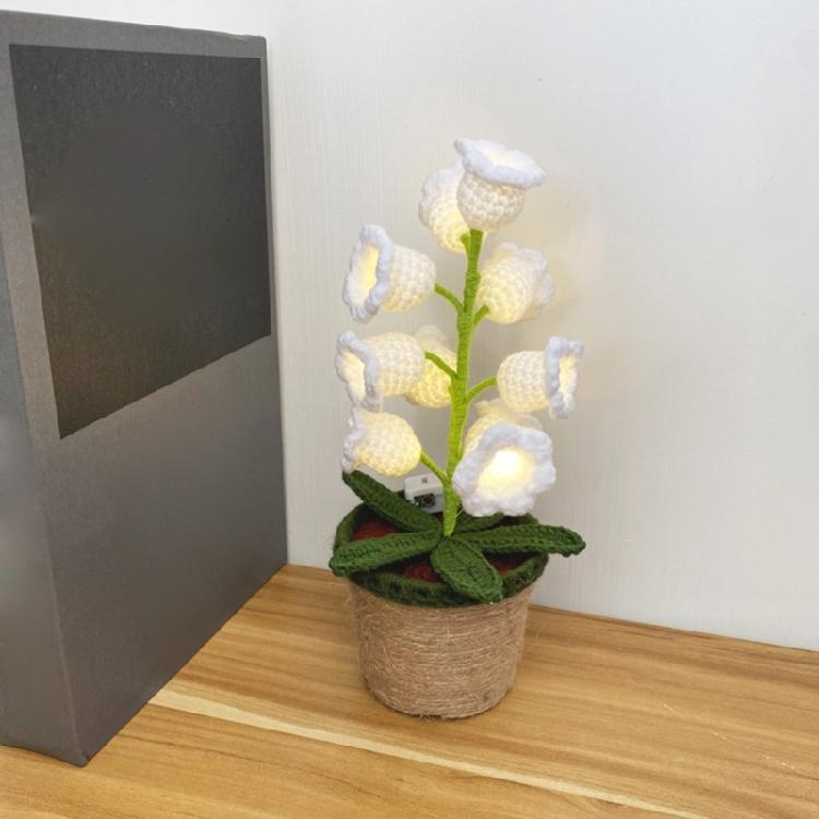 Нежные вязаные крючком цветы, светодиодные украшения, вязаные цветы, светодиодные растения